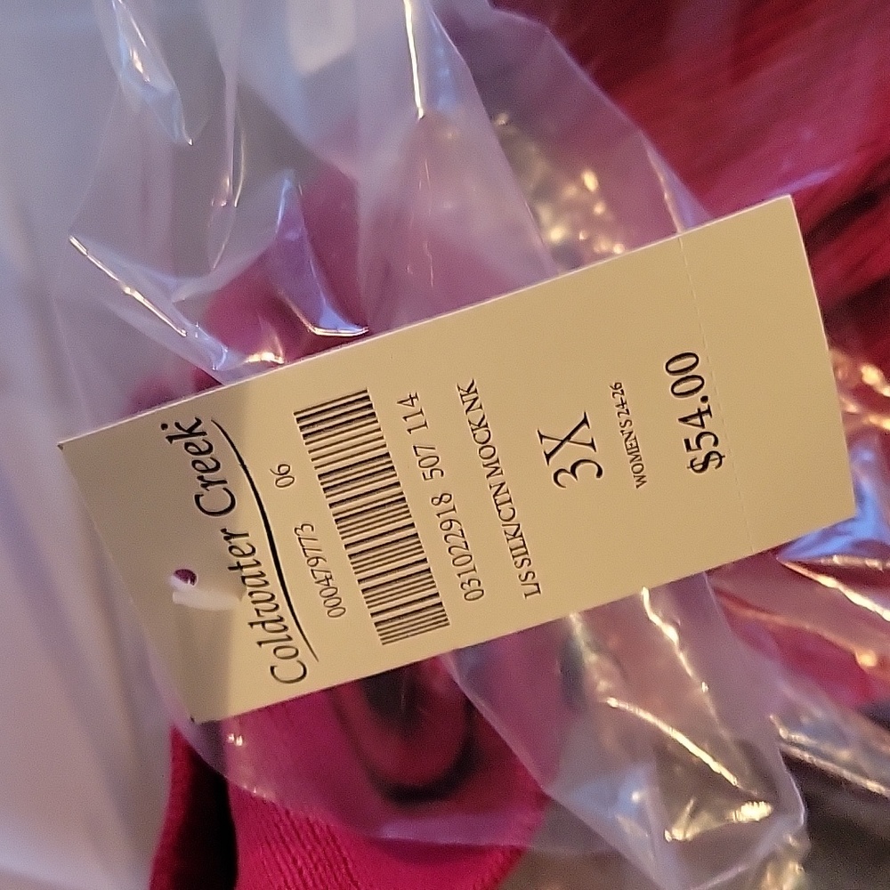 Coldwater Creek Raspberry Rib Knit Mock T Neck 3X NWT - Picture 9 of 9